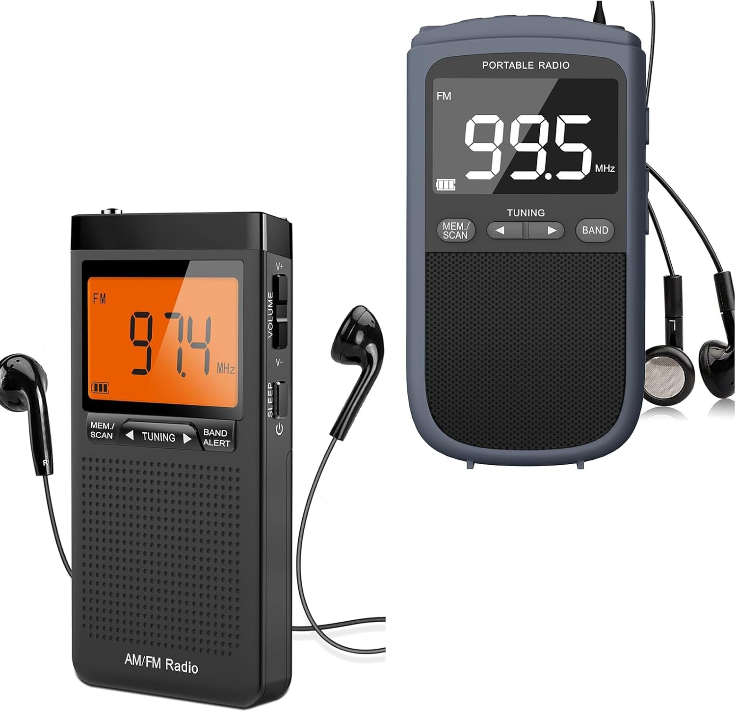 AM FM Walkman Radio:900mAh Rechargeable Portable Transistor Pocket Radio with Best Reception Digital Tuning, LCD Screen,Stereo Earphone Jack, Sleep Timer and Alarm Clock for Jogging,Walking Grey