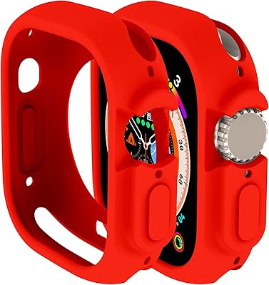 Compatible with Apple Watch Ultra 49mm Case, Soft TPU Protective Bumper Cover for Apple Watch Ultra 49mm Case (red)