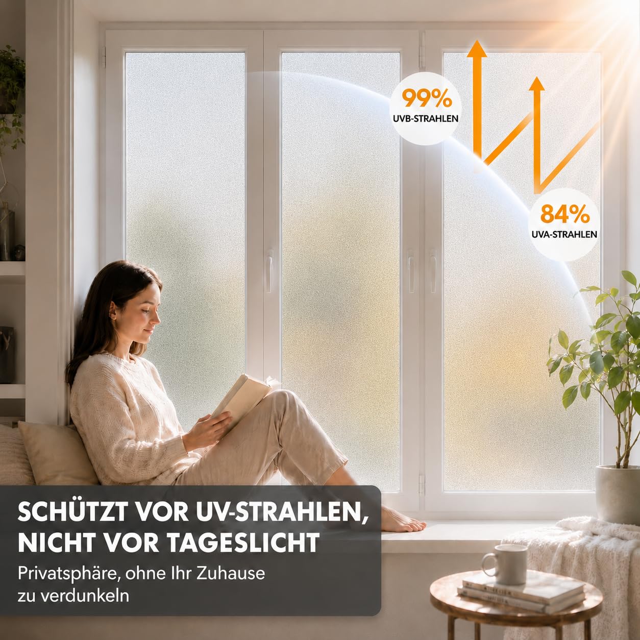 shinfly Fensterfolie Blickdicht 90 x 400 cm, Milchglasfolie Selbsthaftend Statisch Haftend, Sichtschutzfolie Fenster Innen ohne Kleber, Anti-UV Folie für Bad Büro Wohnzimmer(Matt)