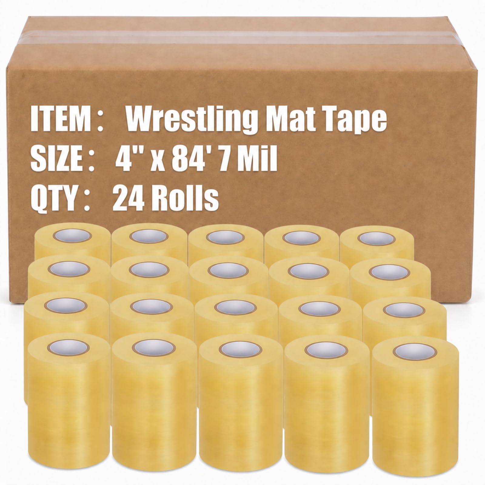 Pangda 24 Pack Wrestling Mat Tape 3 or 4 Inch Heavy Duty 7 Mil PVC