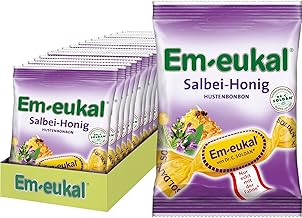 Em-eukal Hustenbonbons Salbei-Honig, mit Vitamin C, Zuckerhaltig & Laktosefrei, (20 x 75 g)