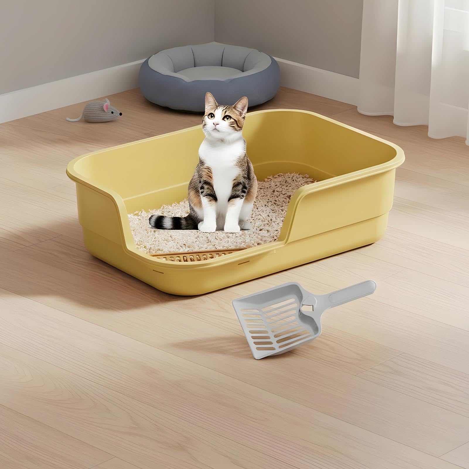 Große Katzentoilette Halb Umschlossen Einfache Reinigung Mit Schaufel