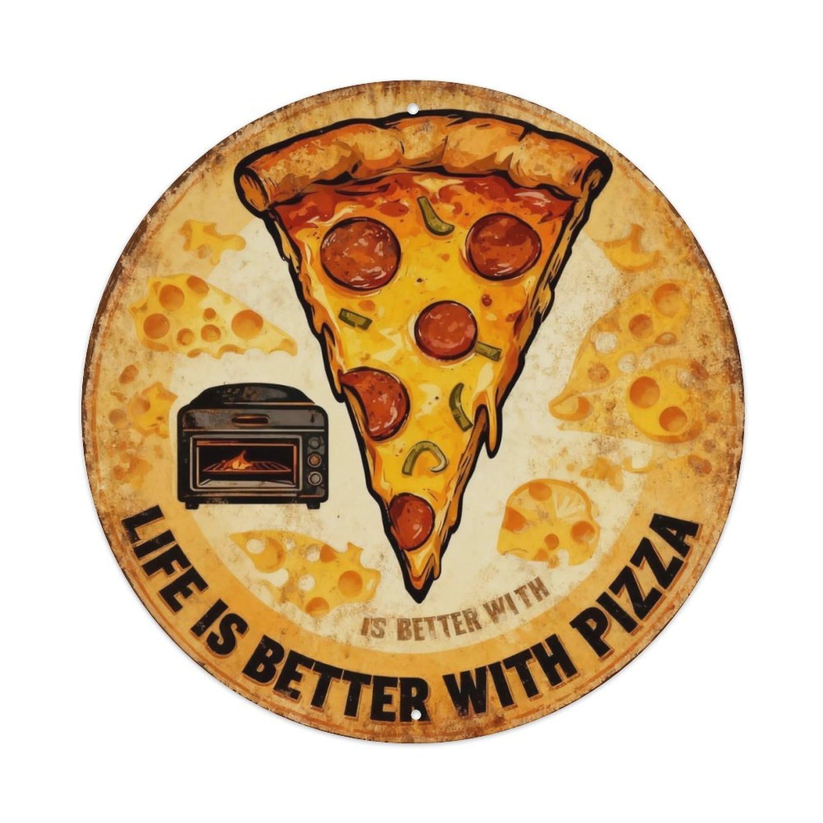 Life Is Better With Pizza Metal Tin Sign Plaque