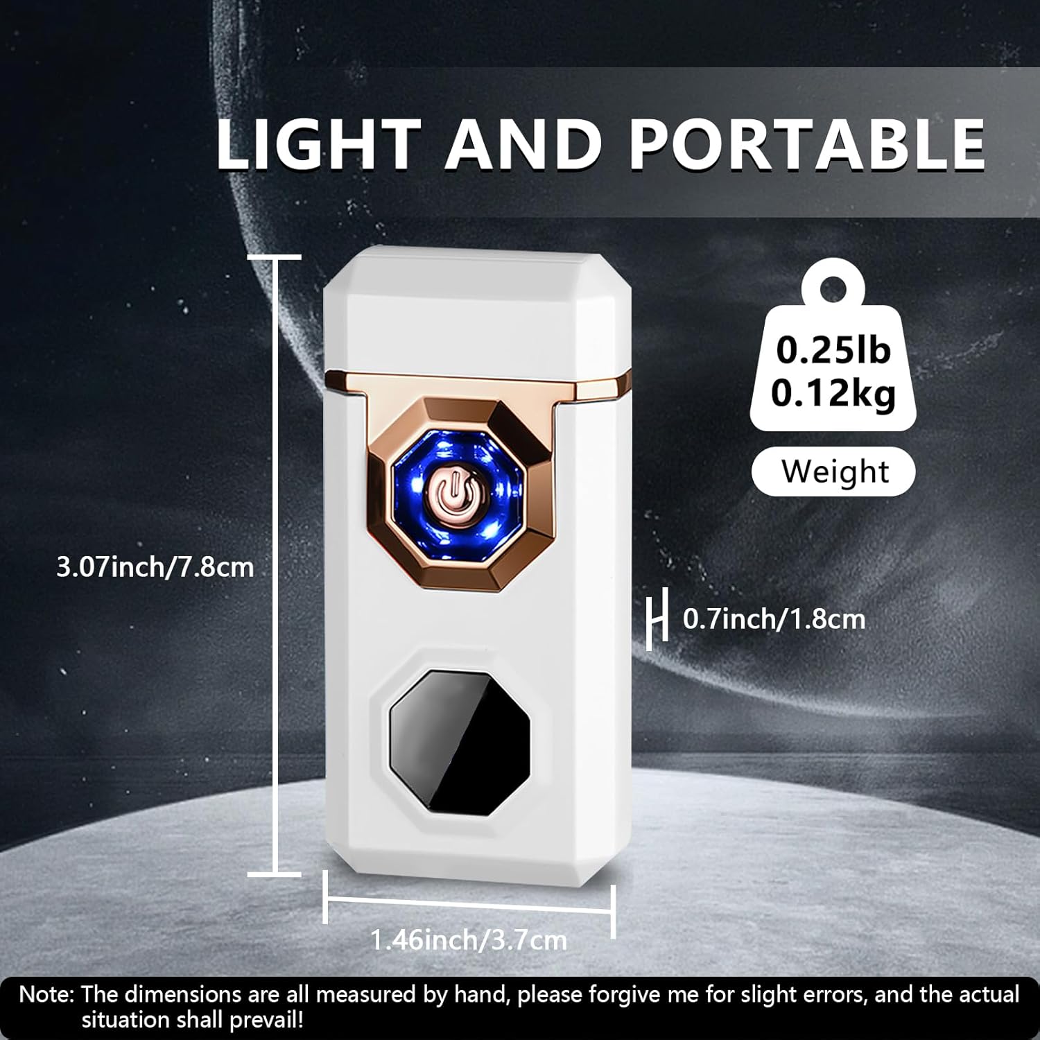 SKRFIRE Electric Lighter Rechargeable USB C Arc Plasma High Power Flame Cool Windproof Electronic Candle Lighter with LED Flashlight for Candle, Firework, Incense (Luminous White)