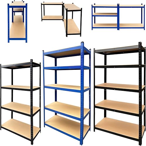 Estantería de garaje ajustable sin tornillos de 5 niveles unidad de almacenamiento resistente estante de metal organizador para oficina en casa