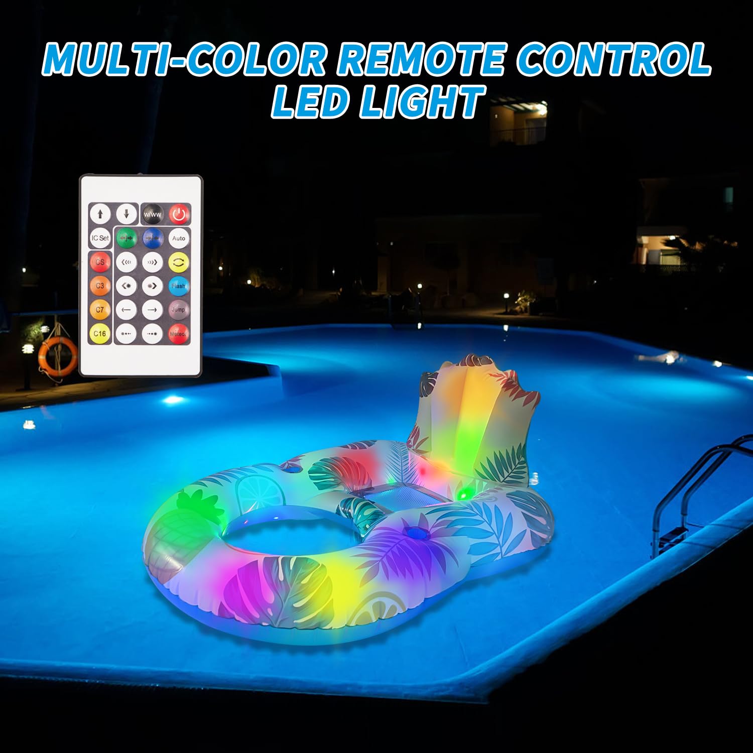 Spobot Inflatable Pool Float Adult - Light Up Pool Floaties Lounger Floats Floating Chair Raft with Cup Phone Holder - Pool Chairs for in Pool for Adults Large Size Summer Beach Lake Lounge