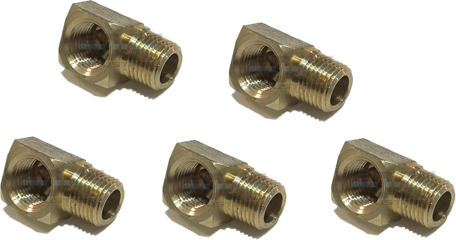 Brass 90 Degree Street Elbow 1/8" Male NPT X 1/8" Female NPT Fuel/AIR/Water/Oil/Gas WOG (Qty 01)
