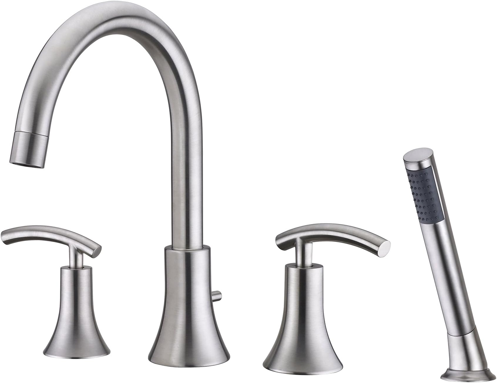 Ultra Faucets UF65143 Contemporary Collection Two-Handle Roman Bathtub Faucet with Hand-Shower, Brushed Nickel