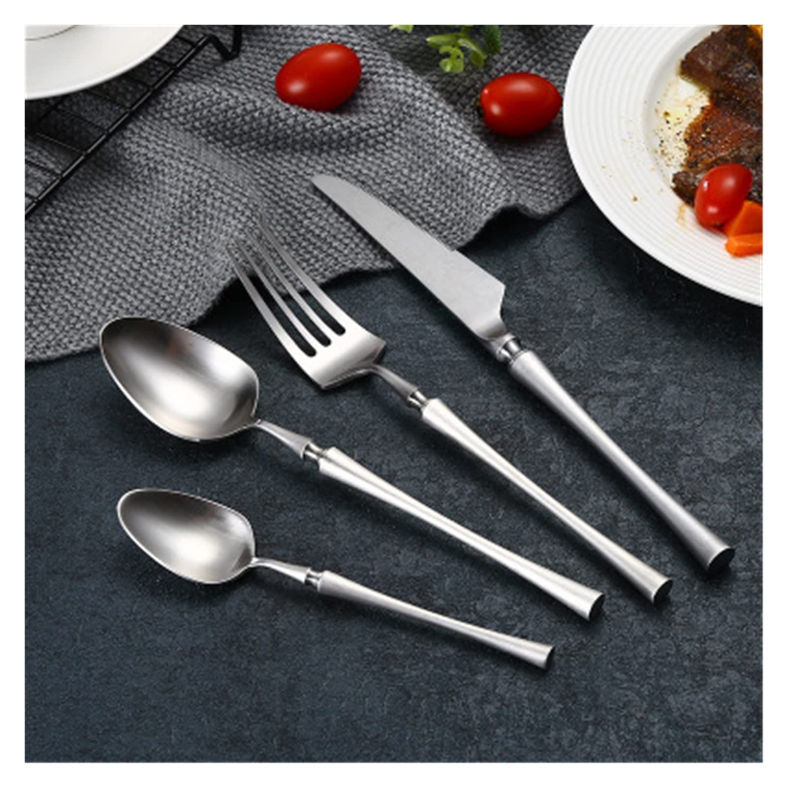 Genérico Juego De Cubiertos De Acero Inoxidable 18/10, Cubiertos Pulidos con Espejo Dorado, Cubiertos Duraderos Y Resistentes A La Corrosión, Aptos para Lavavajillas para Banquetes En Casa