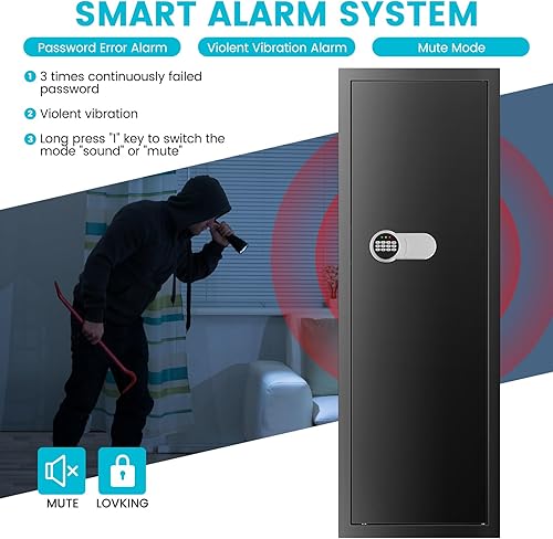 Miniatura 5 de 8 pistolas de rifle ignífugas para uso doméstico con cerradura de combinación, armarios grandes para rifles y escopetas, luz LED, organizador de