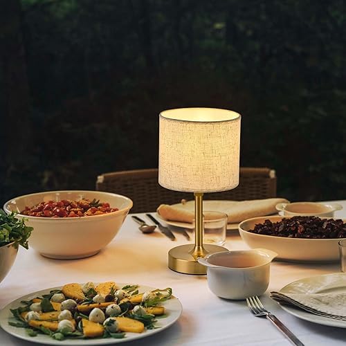 Miniatura 2 de Lámpara de mesa inalámbrica recargable portátil, lámpara táctil regulable con pilas, lámpara de noche ajustable en altura, luz ambiental para