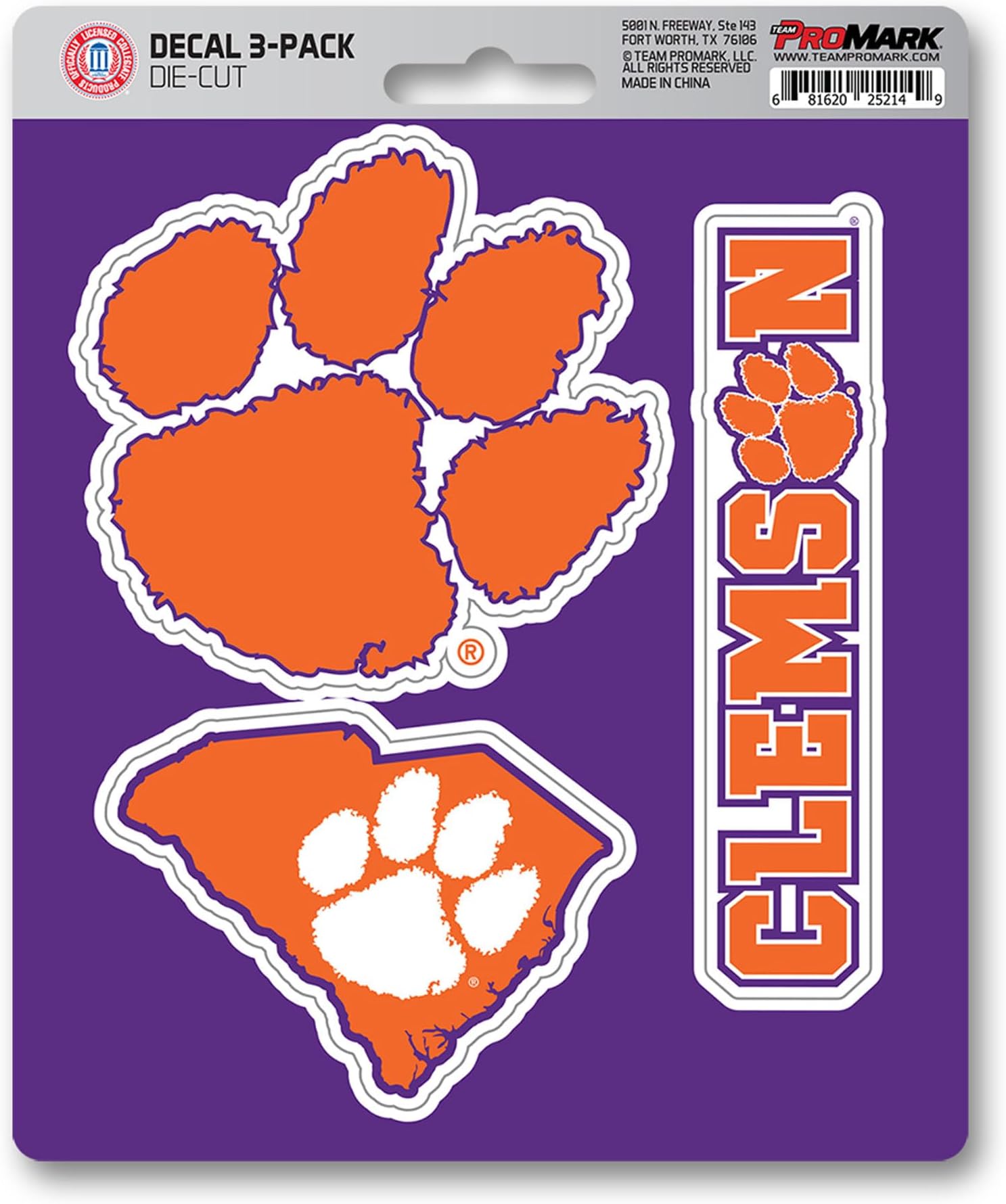 FANMATSNCAA Clemson Tigers Team Decal, 3-Pack