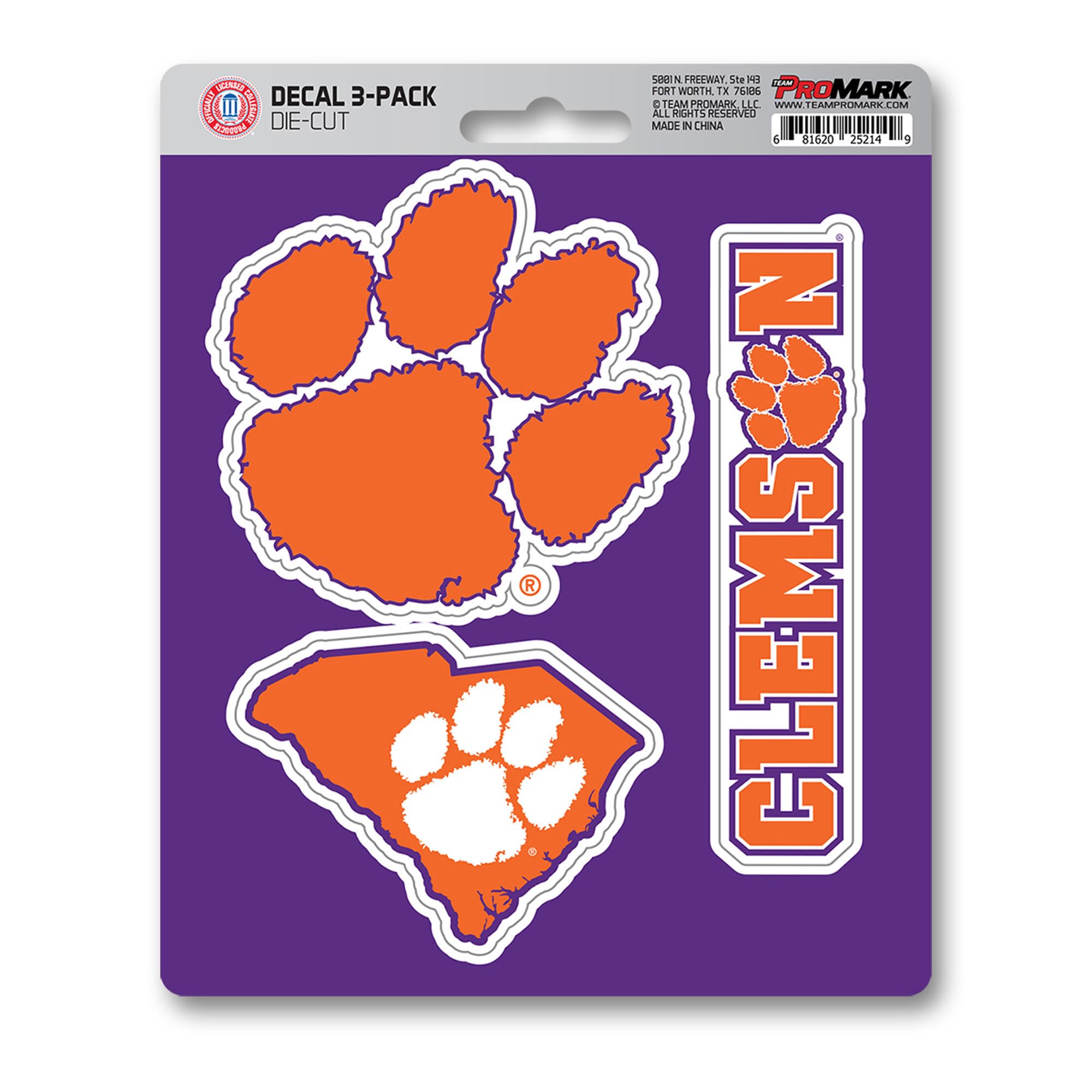 FANMATSNCAA Clemson Tigers Team Decal, 3-Pack