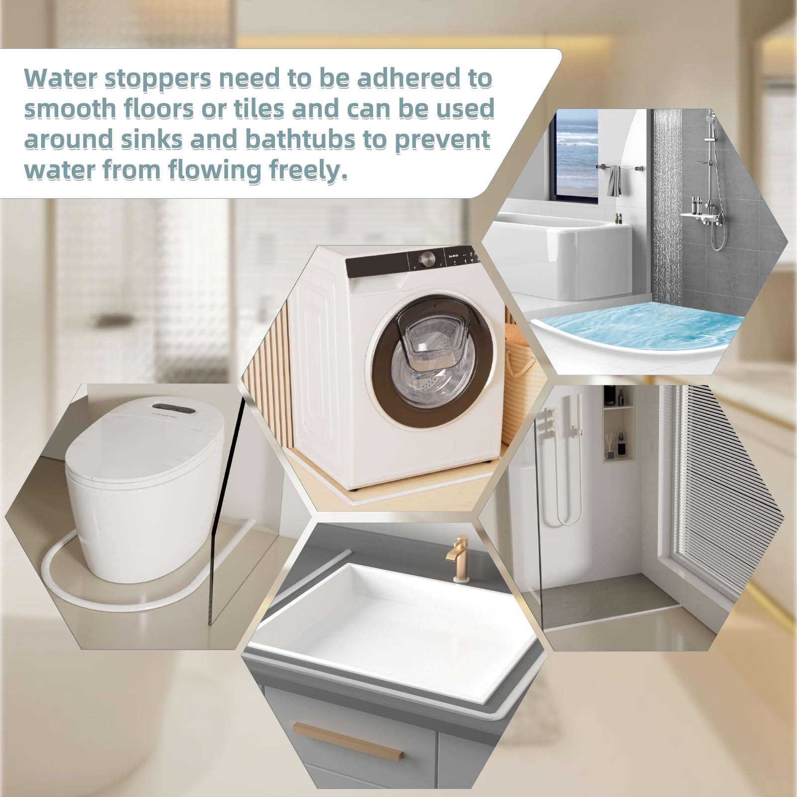Barrera de agua para umbral de ducha de 78 pulgadas, plegable, autoadhesiva, de silicona, protector de agua para baño, bañera y cocina, bloqueador de agua de ducha, apto para acceso en silla de ruedas