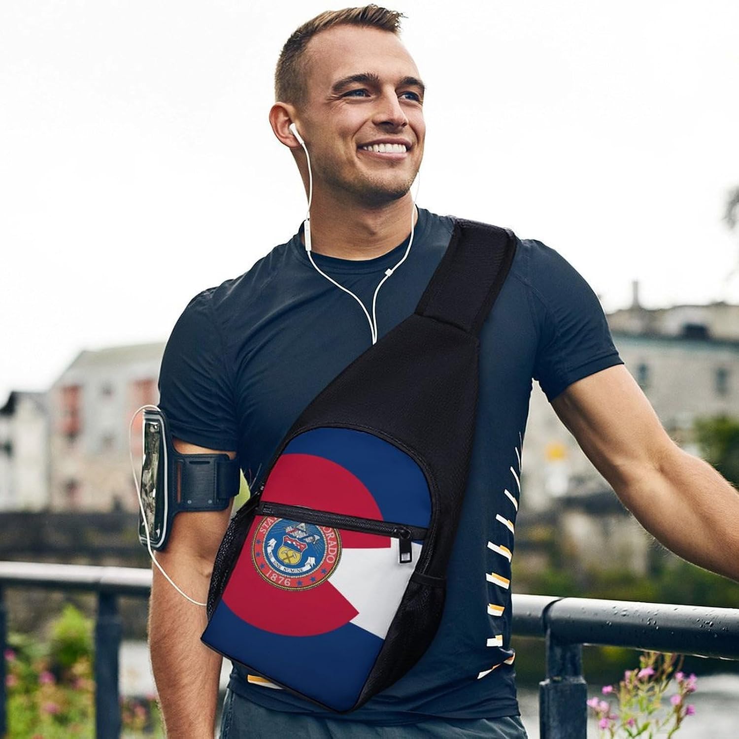 Colorado Flag Seal U.S.A. Crossbody Sling Backpack Chest Bag Daypack | unisex,trendy,with convertible and detachable shoulder strap,side pockets
