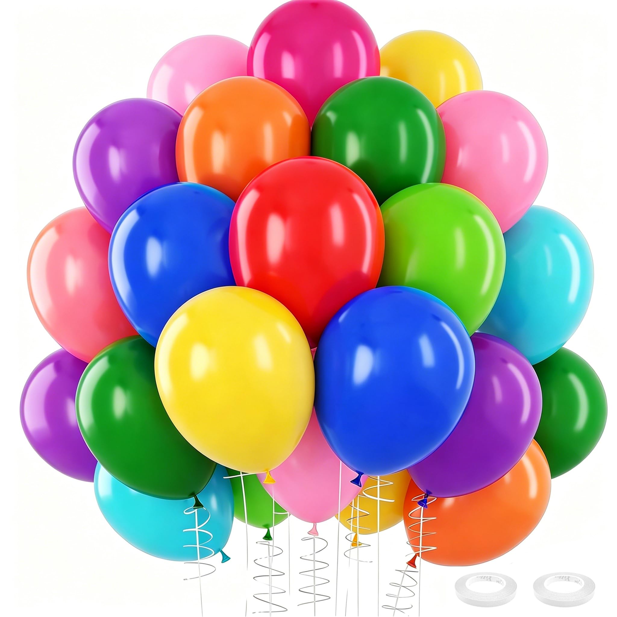 100Pcs Rainbow Balloon Bouquet, 12 Inch Assorted Colors Latex Balloons with 10 Vibrant Colors Rainbow Balloon for Birthday Party Decorations, Wedding, Baby Shower, Multicolour Balloon