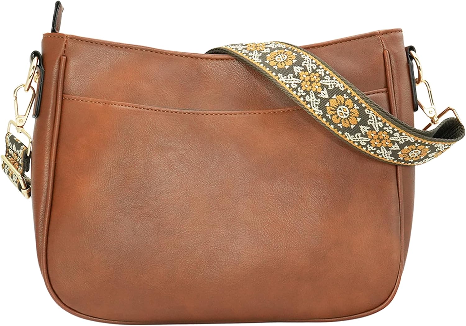 Crossbody Bag for Women Bohemian Vintage Stylish Purse Vegan Leather Shoulder Bag with Adjustable Wide Strap