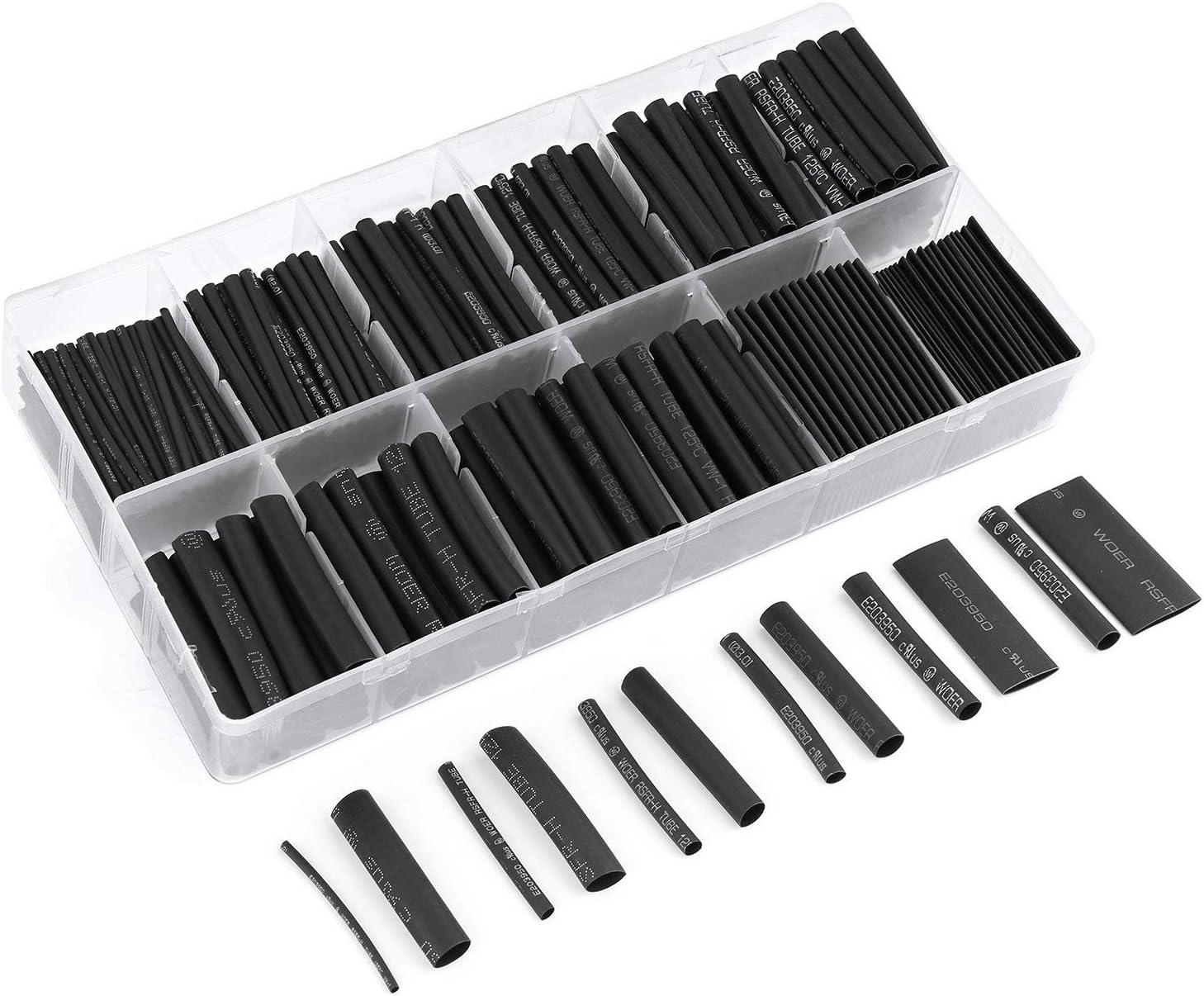 532pcs Heat Shrink Tubing Black innhom Heat Shrink Tube Wire Shrink Wrap UL Approved Ratio 2:1 Electrical Cable Wire Kit Set Long Lasting Insulation Protection, Safe and Easy, Eco-friendly Material