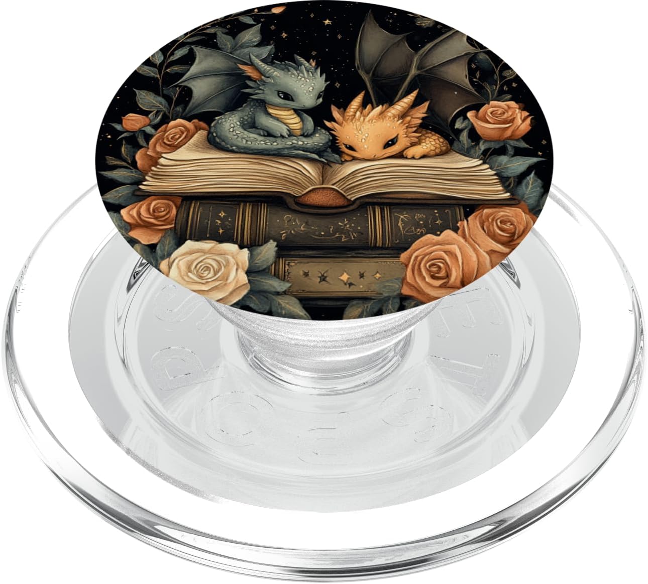 Book Dragon Head Mythical Creature Flame Wyvern Fantasy PopSockets PopWallet for MagSafe