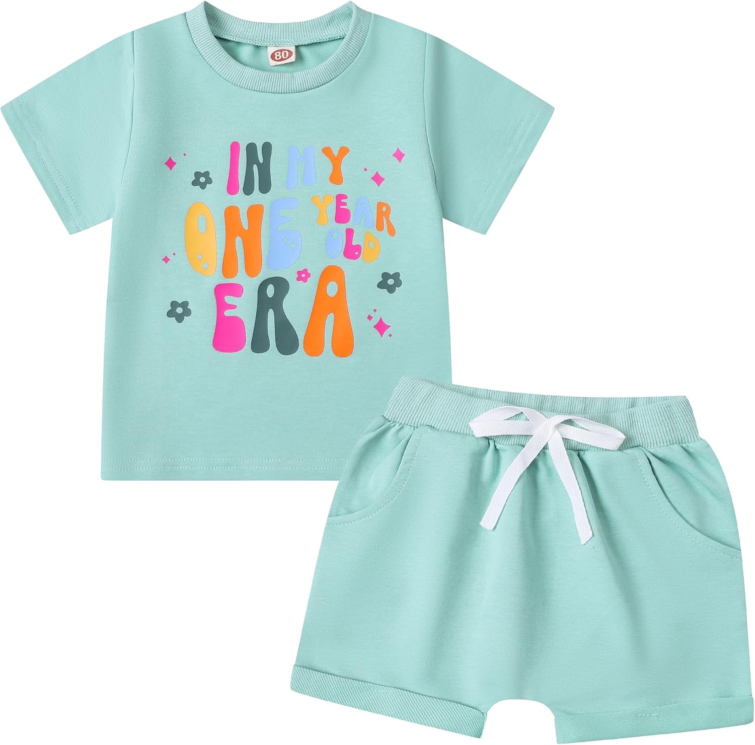 First Birthday Outfit Girl In My One Year Old Era Clothes Summer Short Sleeve 1st Birthday Shirt Shorts Set