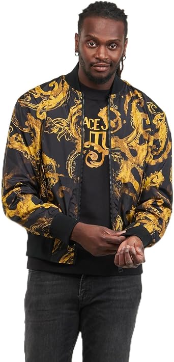 سترة VERSACE JEANS COUTURE للرجال باللون الأسود - الذهبي