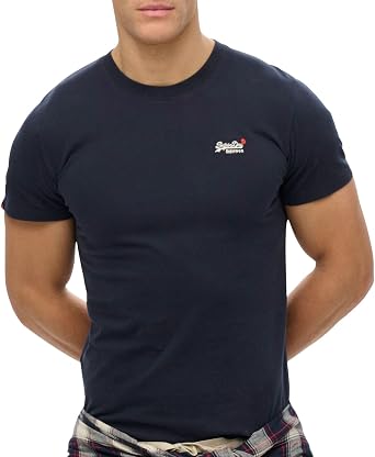 Superdry Mens Essential Contrast EMB T-Shirt, Eclipse Navy