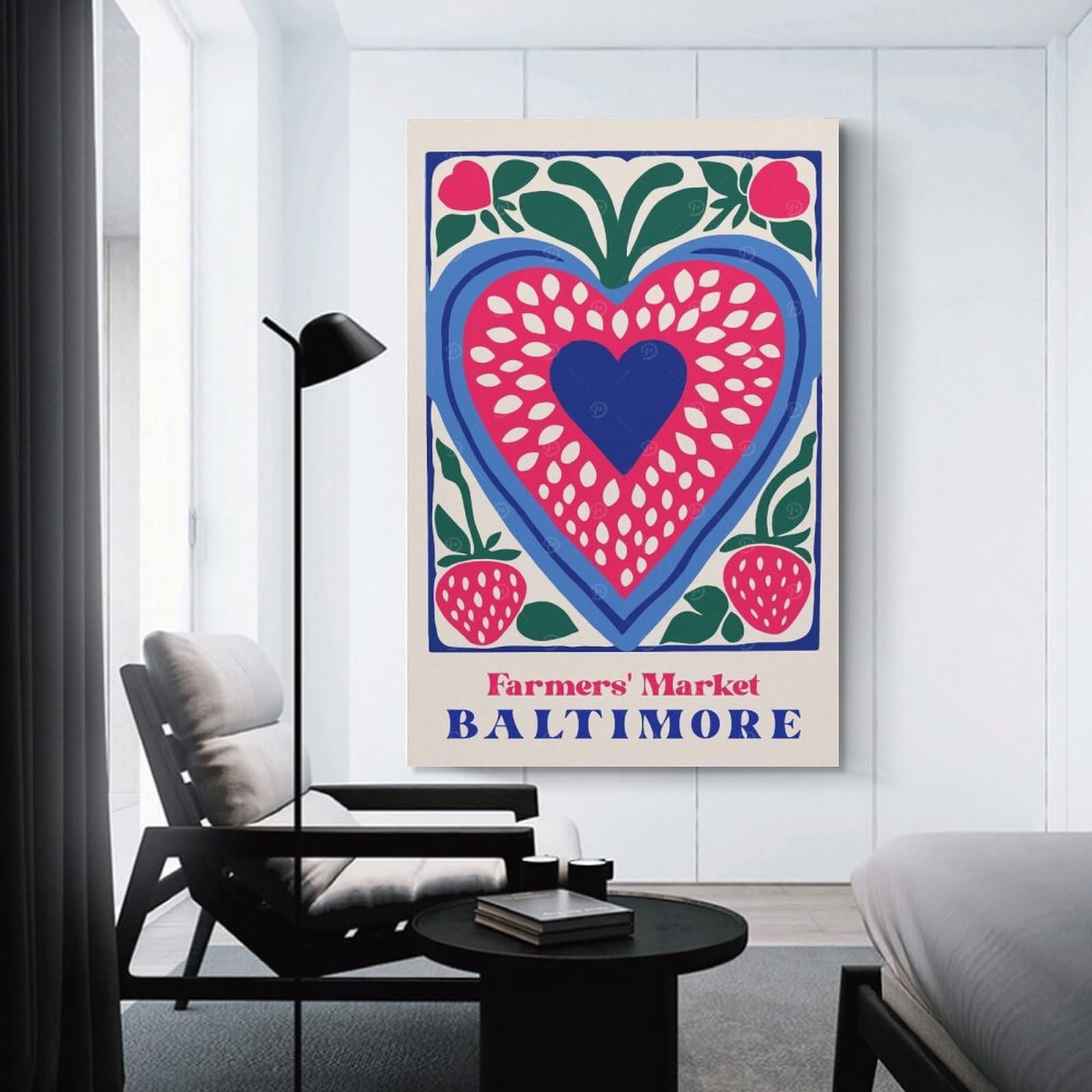 Junmoney Canvas Art Print Farmers Market Baltimore, 08x12inch(20x30cm), for Gallery Wall Decor And Room Displays, Wall Decor Suited to Curated Displays