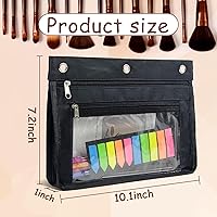 Vista 2 de YoeeJob 1 Pack Pencil Pouch for 3 Ring Binder, Expandable Binder Pouches with Zipper, Large Capacity Pen Holder Case with Clear Window School Class