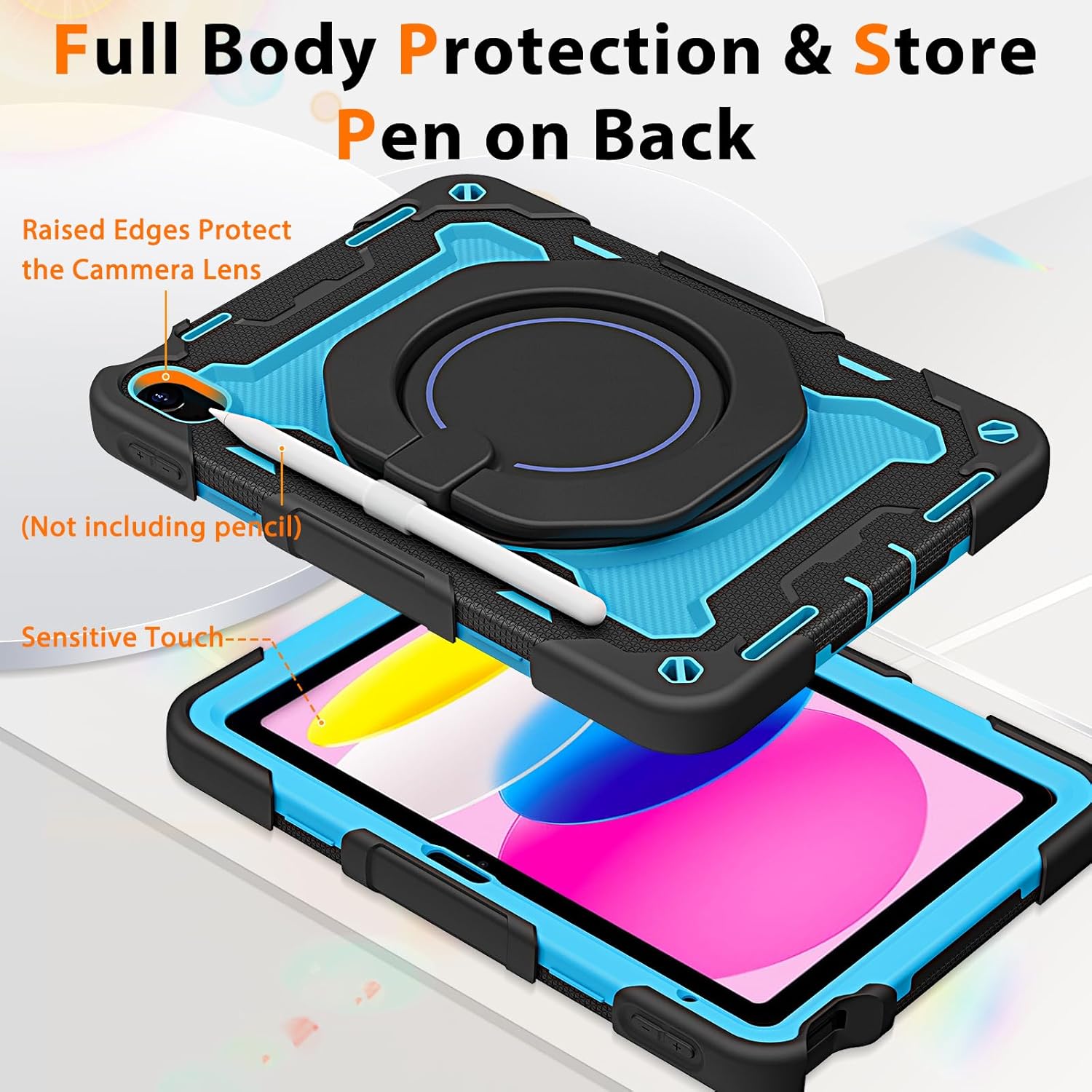 ROISKIN Case for iPad (A16) 11th Generation 11 Inch 2025, iPad 10th Generation Case 10.9" for Kids with Screen Protector,360 Kickstand & Handle,Shoulder Strap,Heavy Duty Military Grade Drop Protection - Image 7