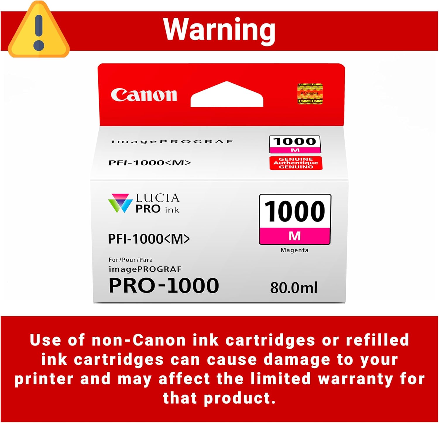 Canon PFI-1000 Genuine Magenta Ink Tank, Compatible with ImagePROGRAF PRO-1000 Printers