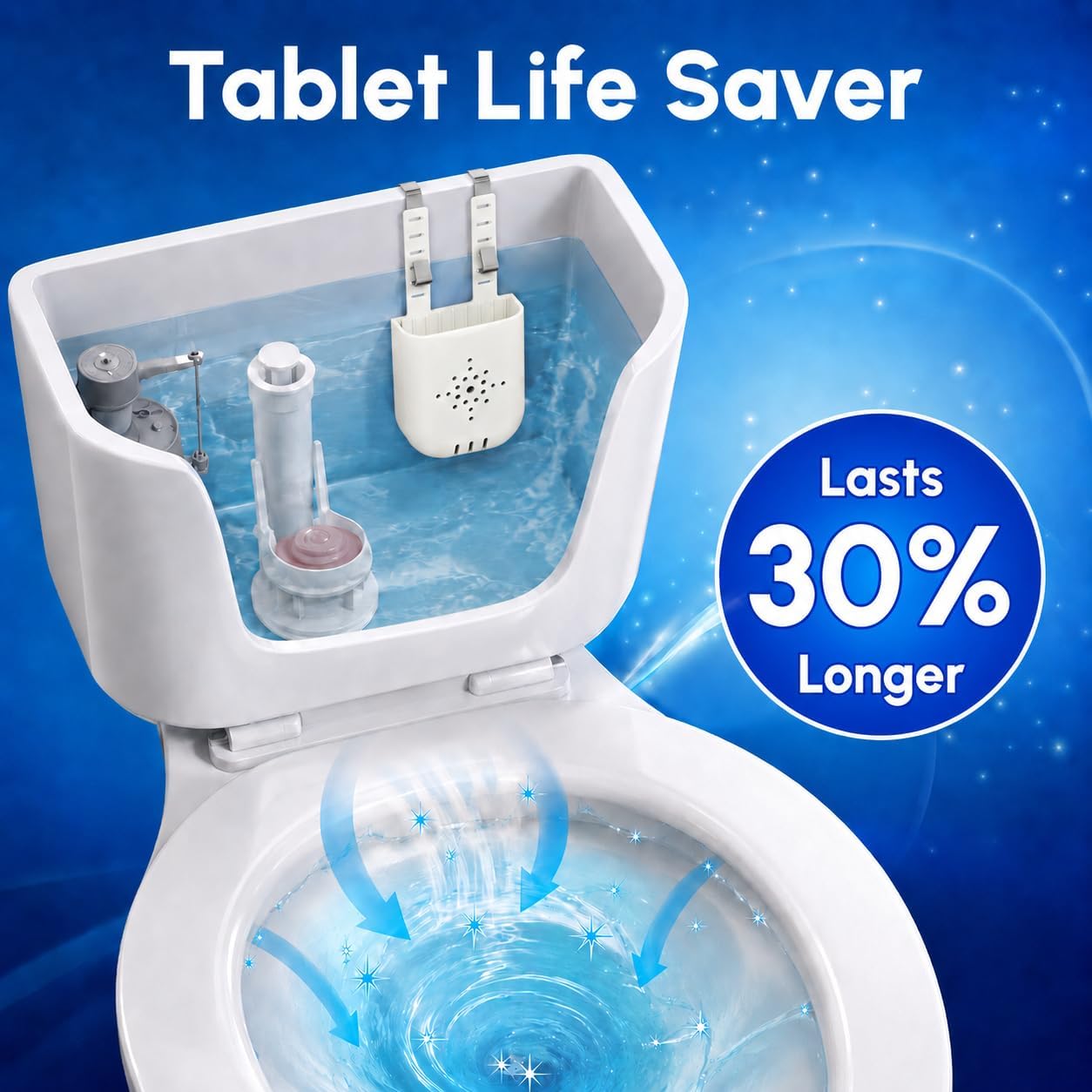 Vespara 2Pcs Adjustable Toilet Tank Tablet Holder, Hanging Silicone Basket Carrier with Rustproof Hooks, Adjustable Height Toilet Tank Cleaning Tablet Holder for Bowl Cleaner Organizer(White)