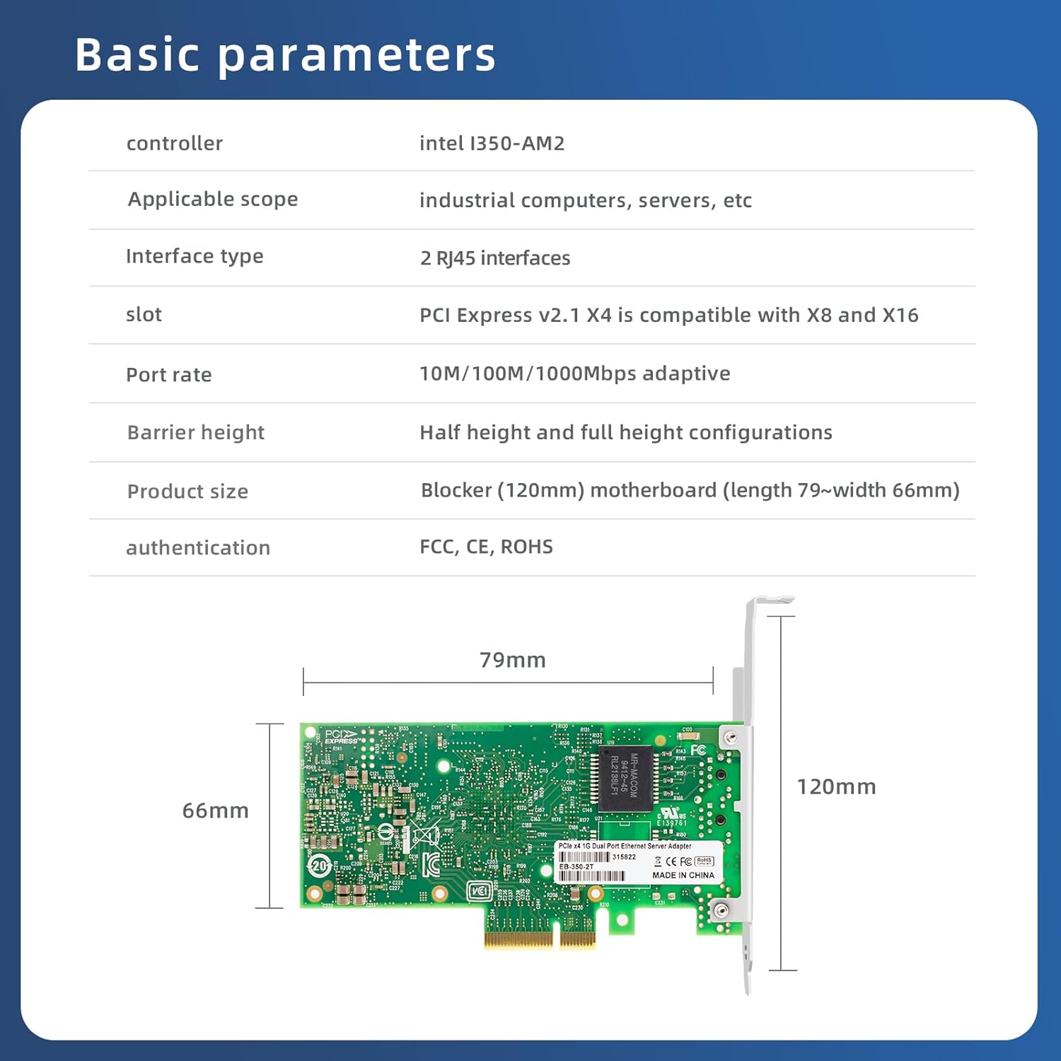 PCIe X4 Gigabit Dual-Port Server Network Card,with Intel I350-T2 RJ45 Adapter LAN NIC Card for Support Windows/Windows Server/Linux/Freebsd/VMware
