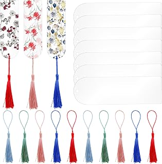 10PCS Small Book Page Marks Tassels, Plastic Book Page Markers, Clear Acrylic Bookmarks Blanks for DIY Projects and Graduation Gift Tag, Transparent DIY Bookmarks for Book Lover Crafts Present Tag