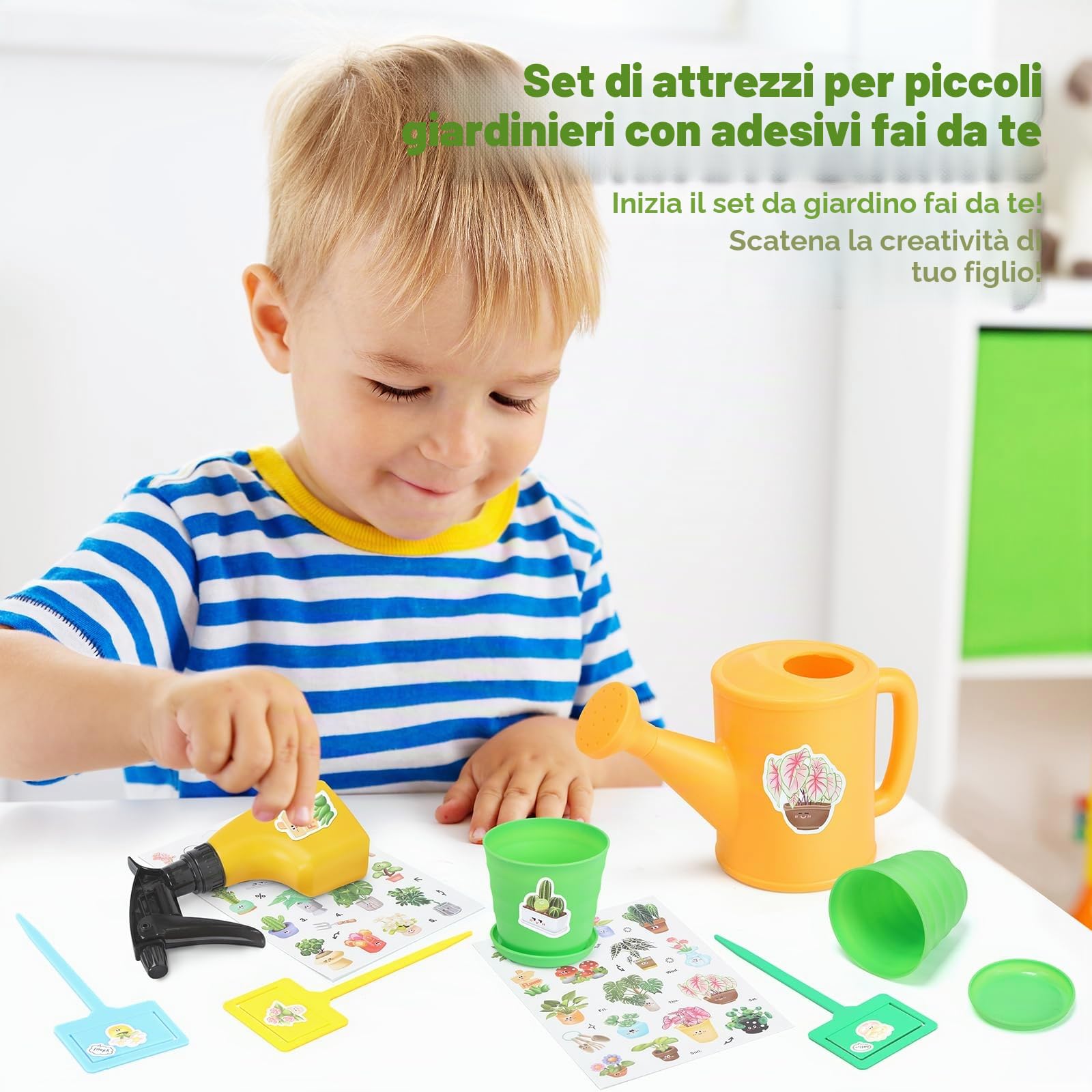 CUTE STONE Set di attrezzi da giardinaggio per bambini, 20 giocattoli da giardinaggio, kit di attrezzi da giardino per bambini, giocattoli da esterno regalo per ragazzi e ragazze