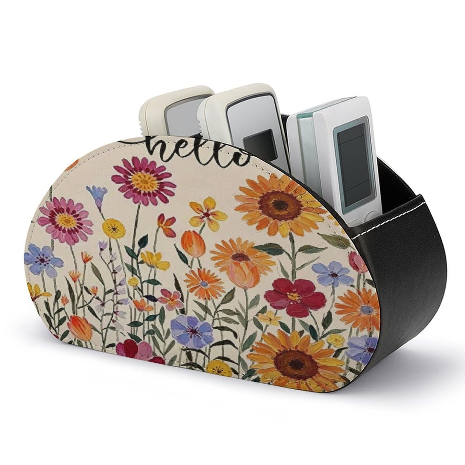 Btcowzrv Style Hello Spring Floral Remote Control Holder With 5 Compartments