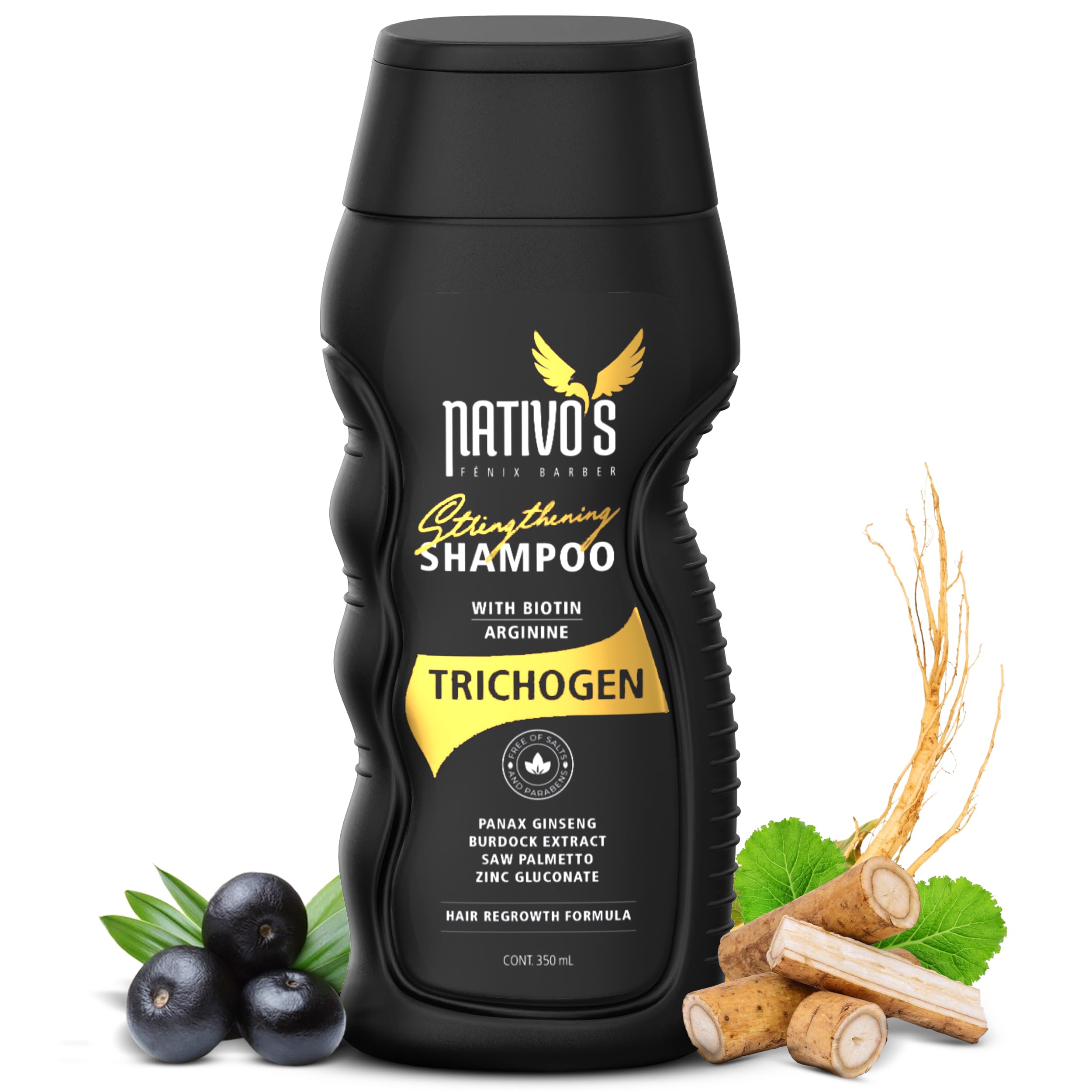 Nativo's Strengthening Shampoo for Thinning Hair – Biotin, Trichogen, Saw Palmetto and Zinc Formula – Volumizing and Thickening for Men and Women, 350 ml