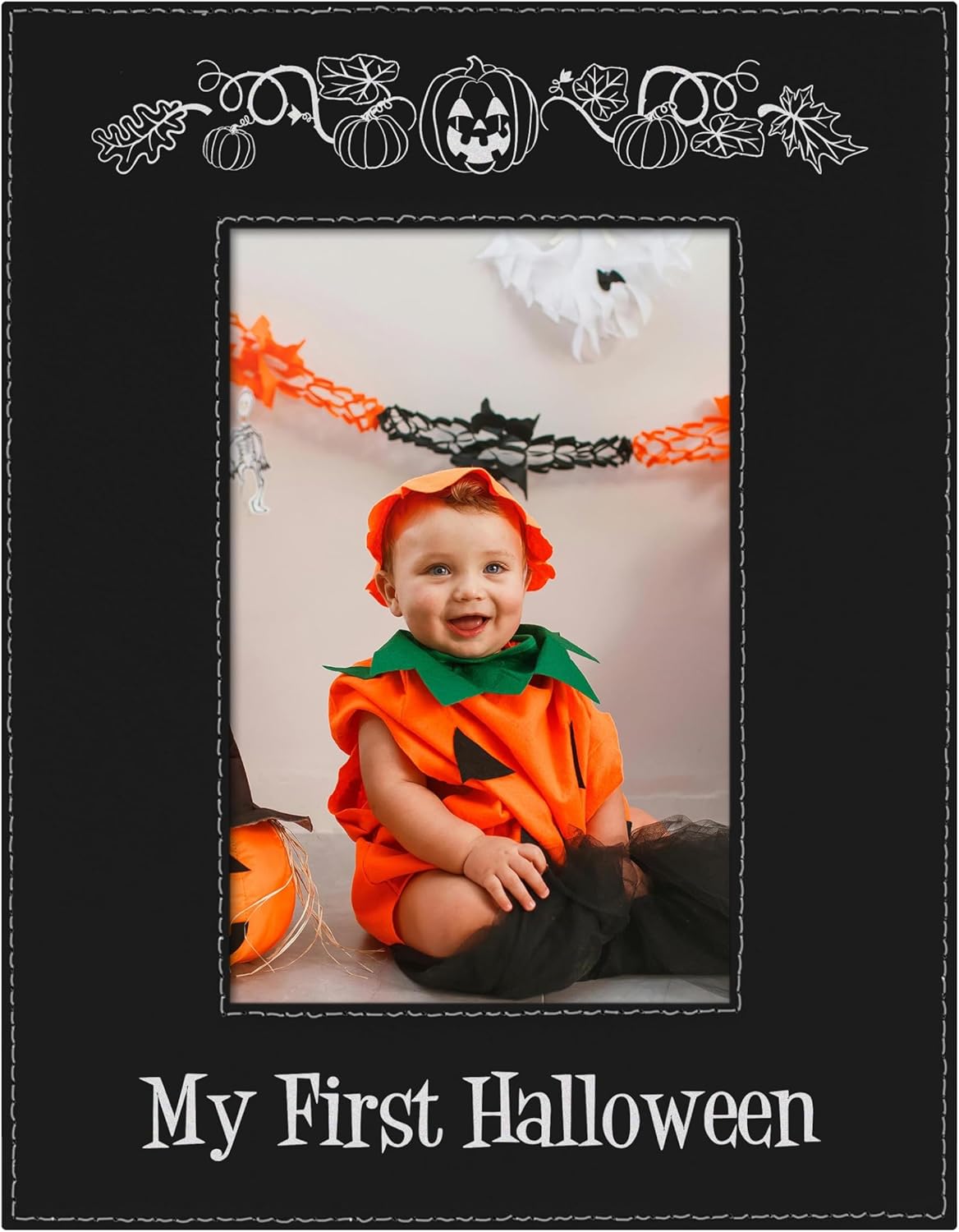 ThisWear 1st Halloween Decorations My First Halloween 4x6 Leatherette Photo Frame Black