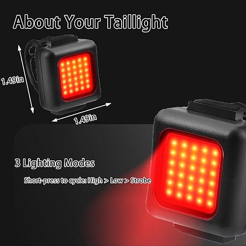 Miniatura 7 de Juego de luces de bicicleta 3+3 modos, juego de luces recargables para bicicleta ultra brillantes, luces impermeables IPX5 para bicicleta de noche,