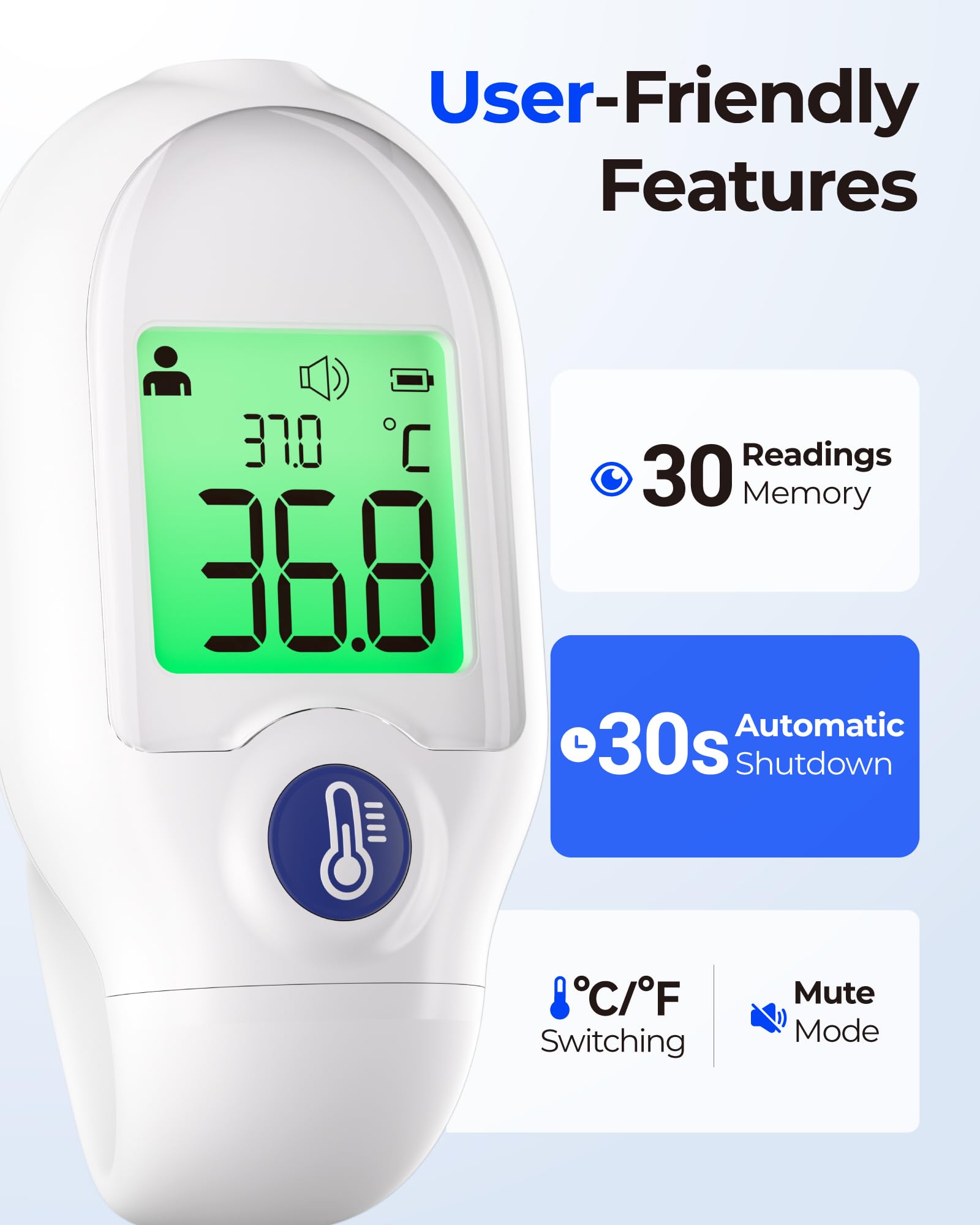 Thermomètre Frontal Bébé, Sans Contact, Ultra-Léger, Mesure Instantanée | Facile Utilisation, Écran Tricolore, Alerte Fièvre, Multifonction 3 en 1