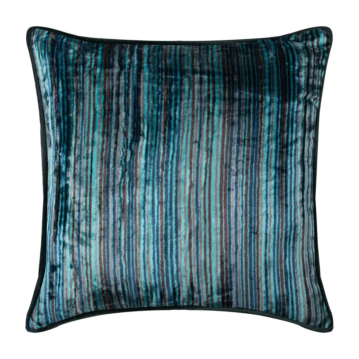 The HomeCentric Blue Pack of 2, 40x40 cm (16"x16") Throw cushion Covers, Velvet Striped Throw cushions For Couch, Striped Pattern Modern Style - Electric Stripes — image 1