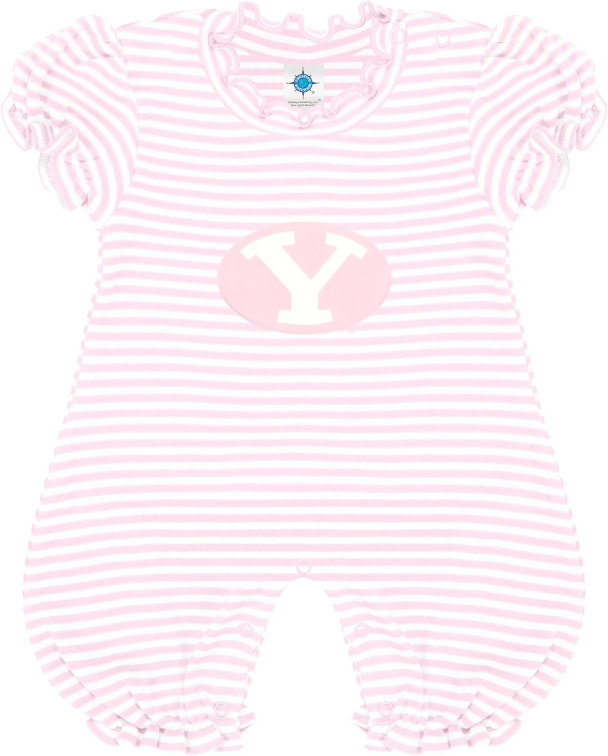 Creative Knitwear College Baby Striped Puff Sleeve Romper - Team Logo, Many Colors, for Girls (Newborn-12 Months)