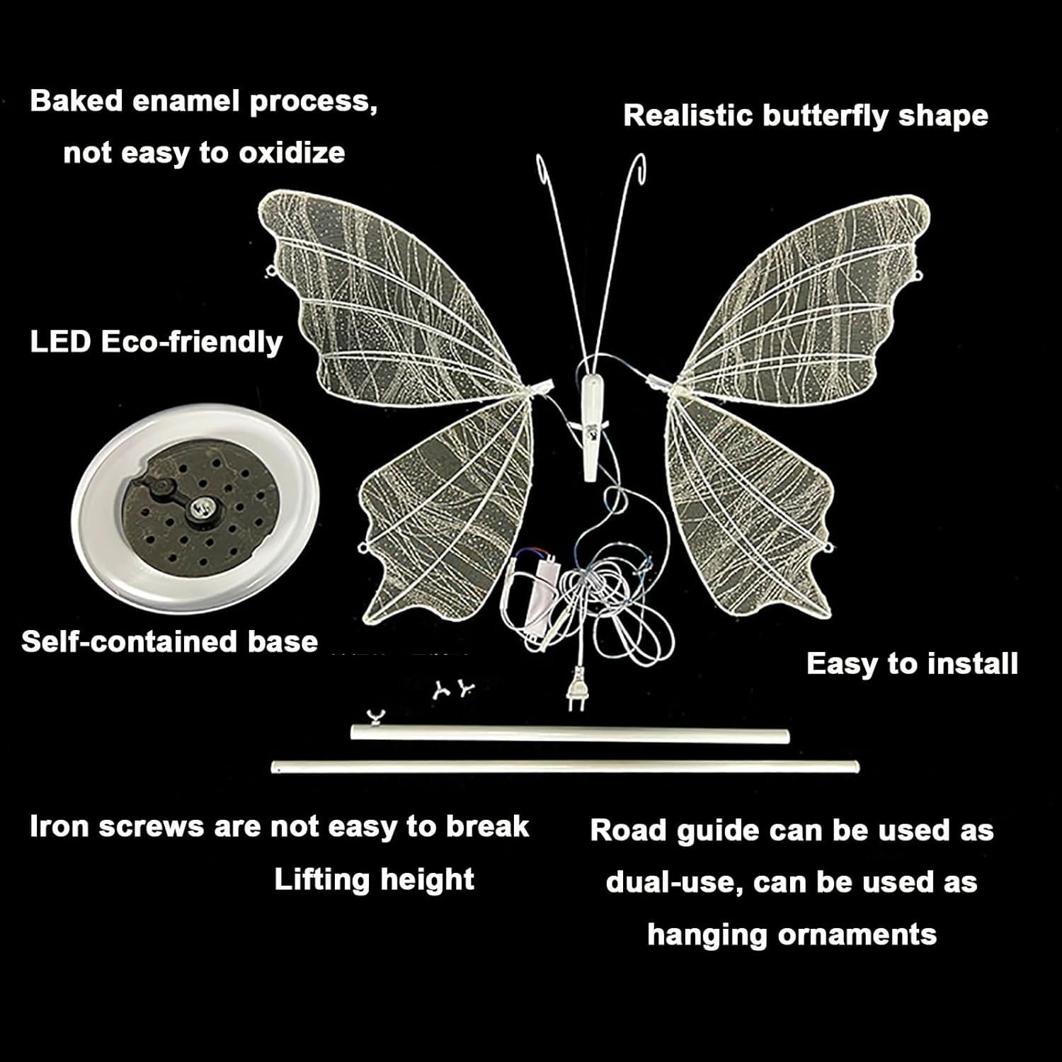 Set di 2 lampade da terra a forma di farfalla, luci a LED per matrimoni, feste e ricevimenti, decorazione luminosa, altezza 60 cm