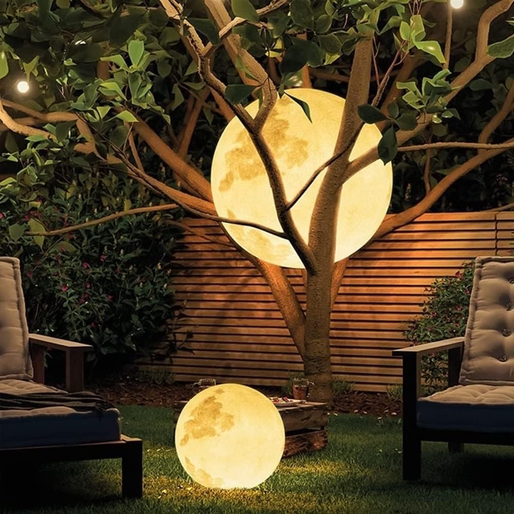 TTDGYYXW Lámpara de pie LED Recargable con Forma de Luna, 3D, Resistente al Agua, luz PIL para Exteriores, Regulable, Detive GardLight para atmósfera de salón y Comedor (Carga sin Base de 40CM)