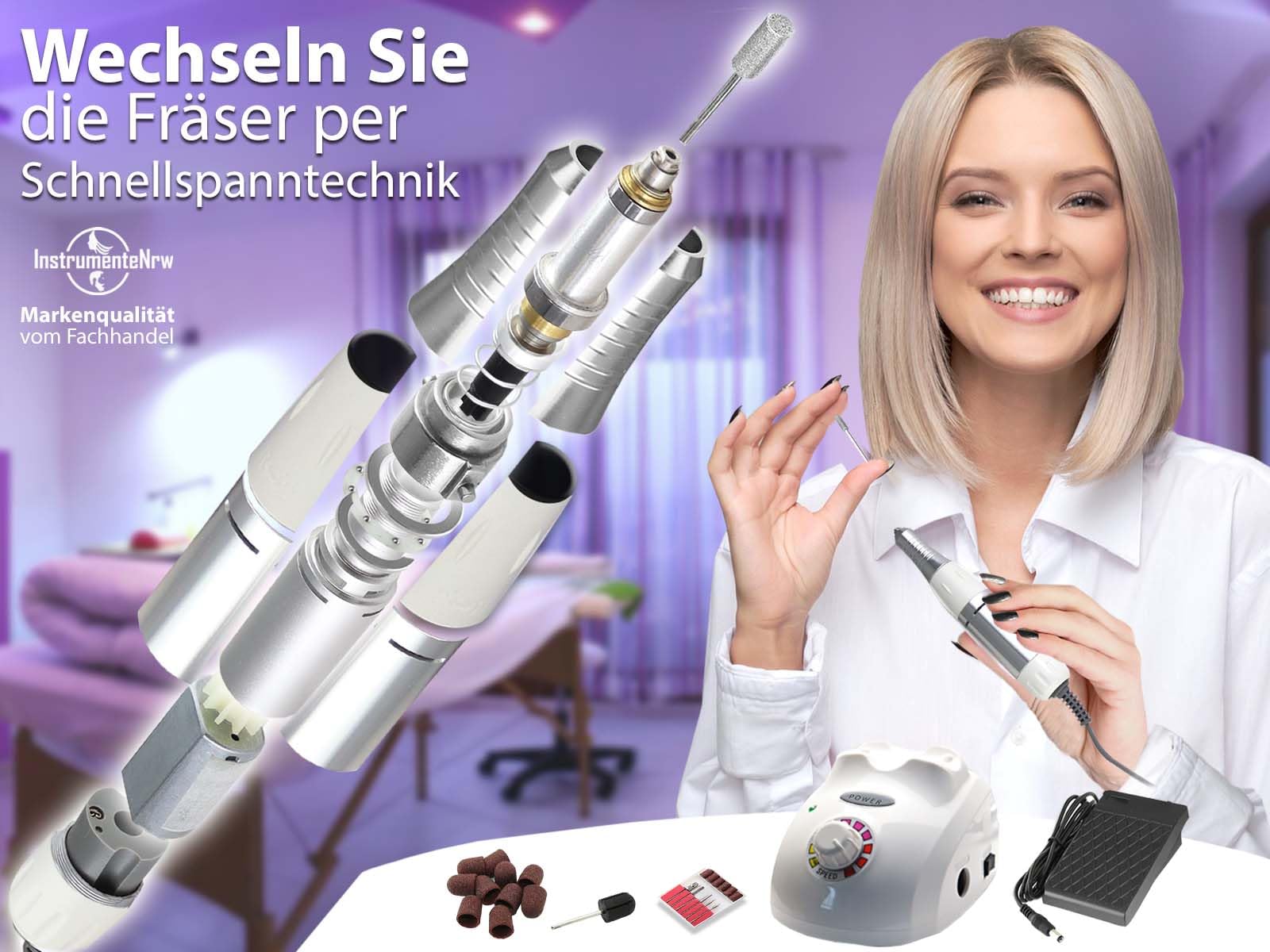 Profi Maniküre- Pediküreset als elektrisches Nagelpflegeset mit 30000 U/min