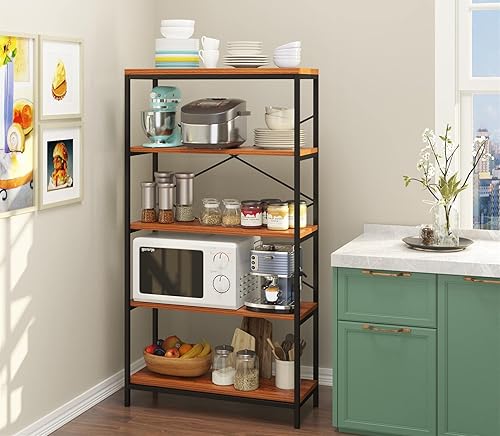 Miniatura 7 de Estantería industrial de 5 niveles, estantería de escalera de 58 pulgadas de alto, estantes de almacenamiento, marco de metal para muebles, muebles