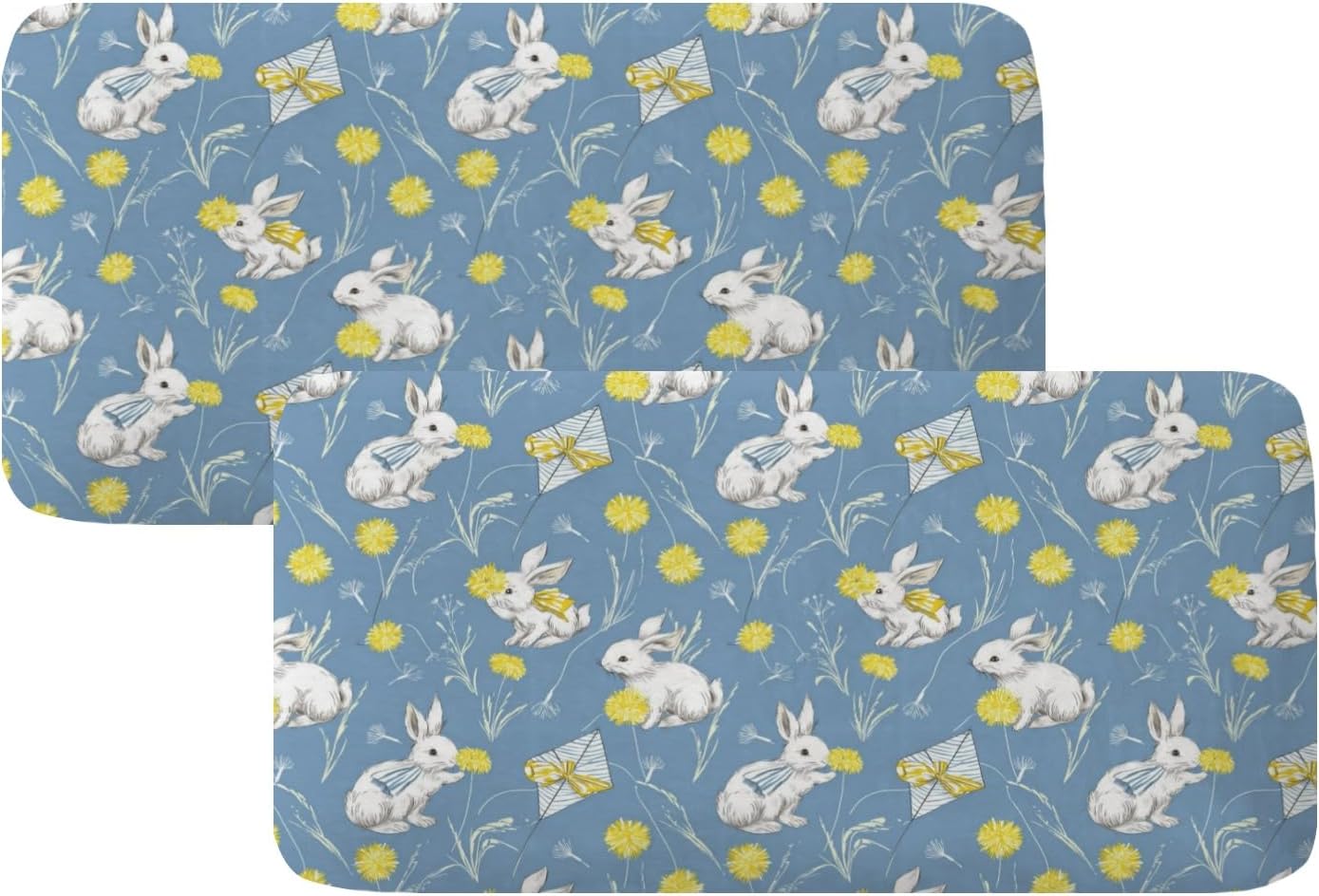 Yellow Stripe Bunny Loveseat Covers Couch Covers for 2 Cushion Couch, 2-Piece Stretch Sofa Slipcovers Anti-Slip Washable Furniture Protectors for Dogs Pets