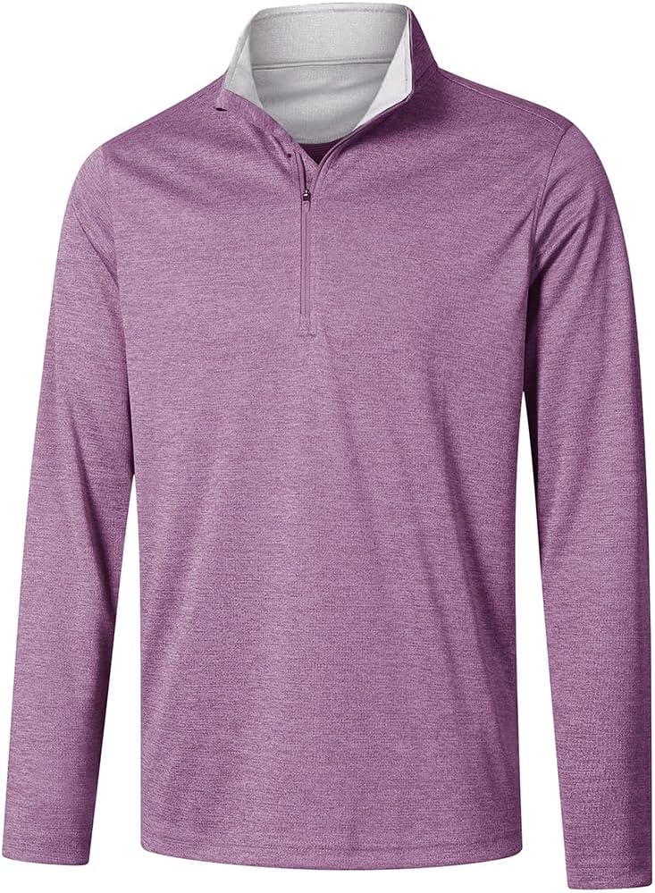 Long Sleeve Golf Shirt Men 1/4 Zip Pullover Mens Long Sleeve Sun Protection Shirts UPF 50 Lightweight Athletic Pullover