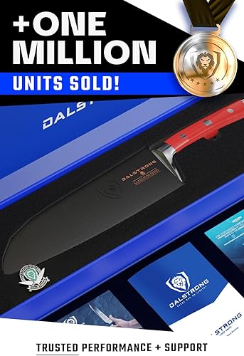 Miniatura 6 de Dalstrong Santoku Cuchillo  7 pulgadas  Serie Gladiator  Acero alemán de alto carbono  Cuchillo de cocina con mango ABS rojo carmesí  Cuchillo para