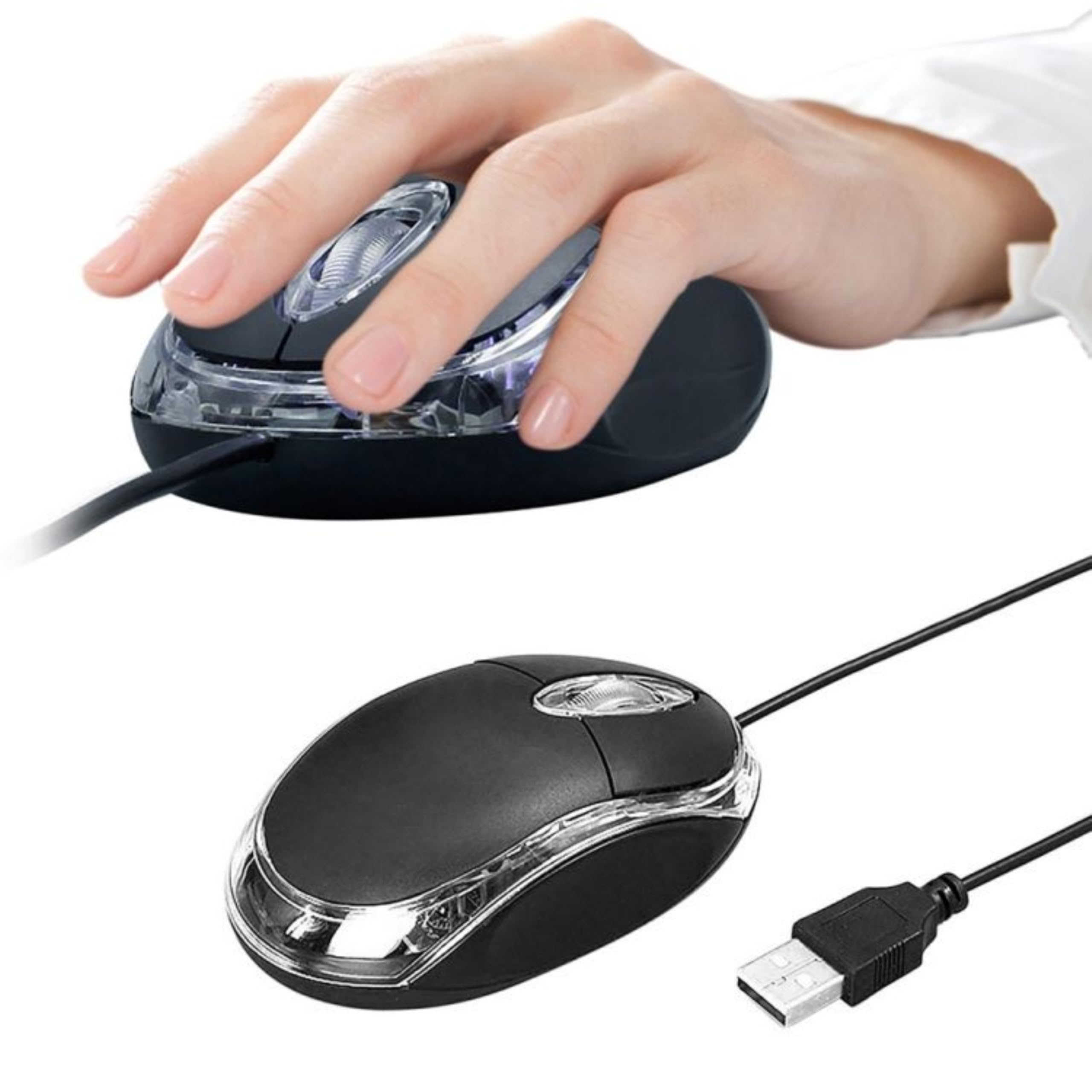 ANRANK UM2030AK - Ratón óptico USB 3D con 3 botones, rueda de desplazamiento, luz LED, color negro