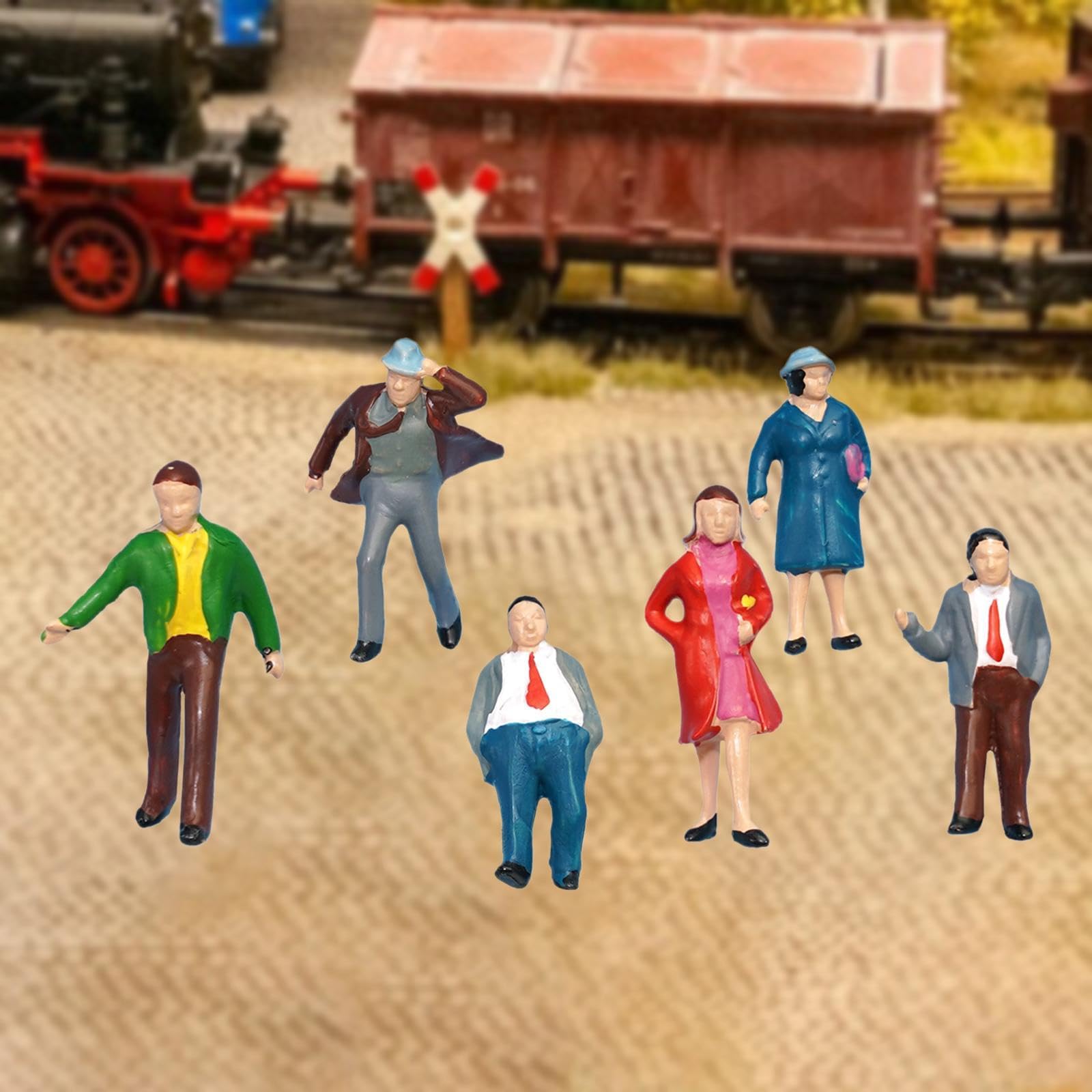 Lot de 6 Figurines de Personnages à L'échelle HO 1:87, Peintes, En Résine, pour Train Ou Chemin de Fer.